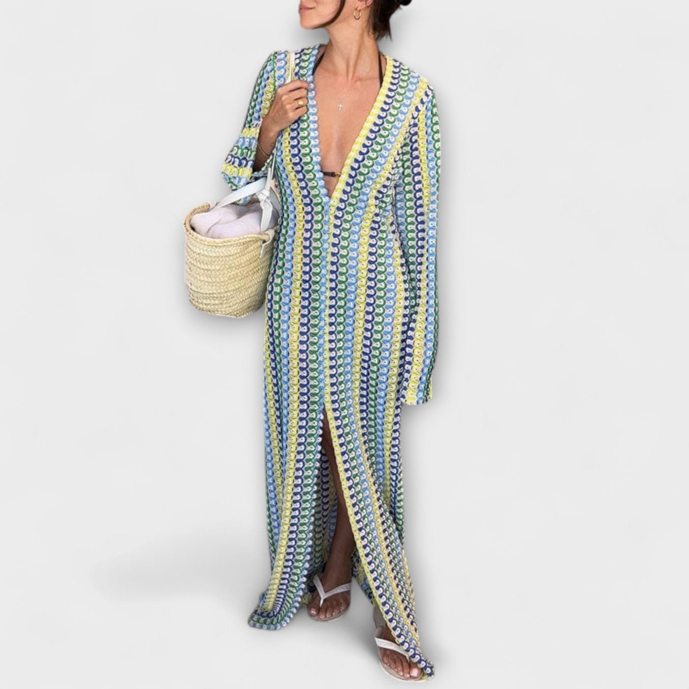 Eliora – Maxikleid mit V-Ausschnitt und Urlaubsflair