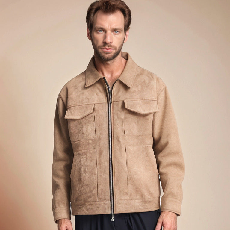 Herren Kunstlederjacke im modernen Look mit praktischen Taschen Aliams