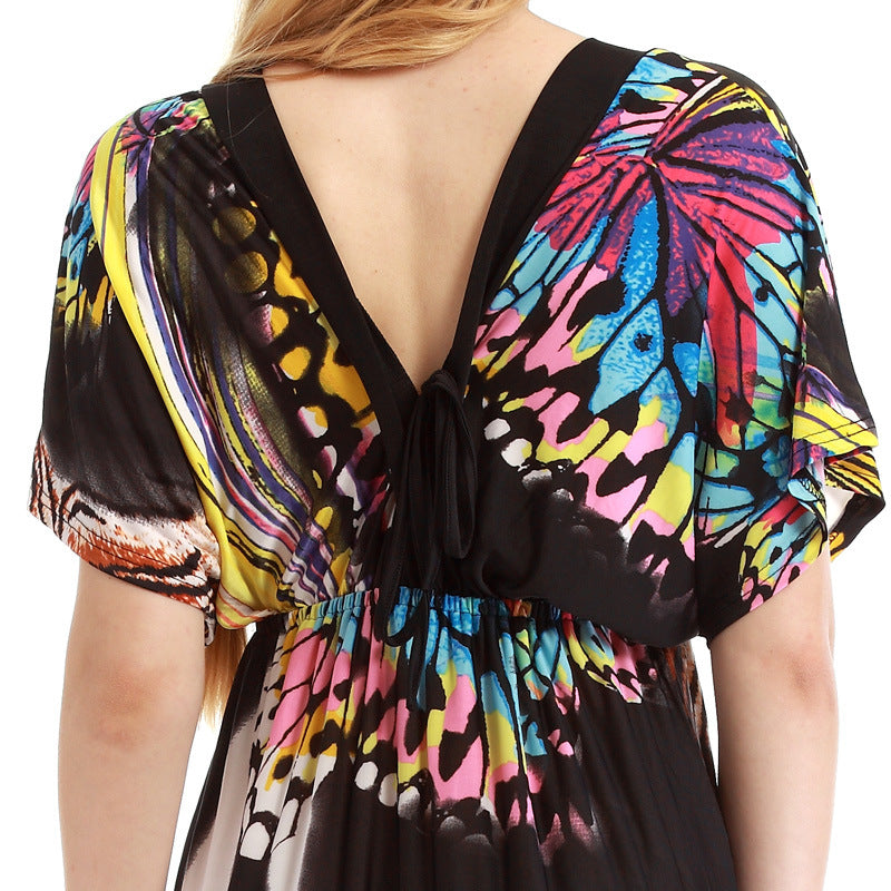 Ella | Bauchschmeichelndes Schmetterlings-Maxikleid