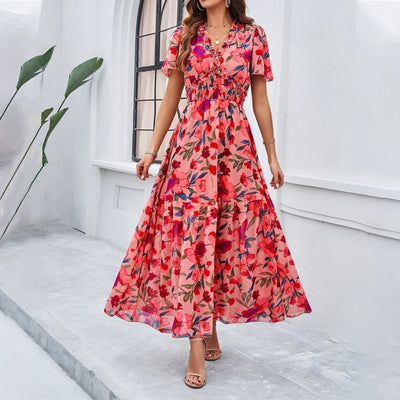 Raya | Florales Maxikleid mit Smock-Taille