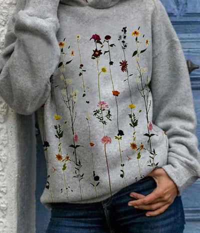 Gemütlicher Hoodie mit Blumenmuster für Damen