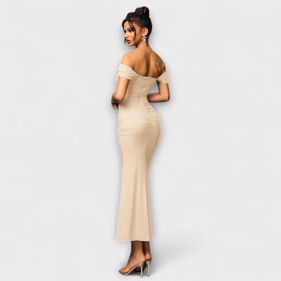Ione - Off-Shoulder Ruffled Bodycon Dress