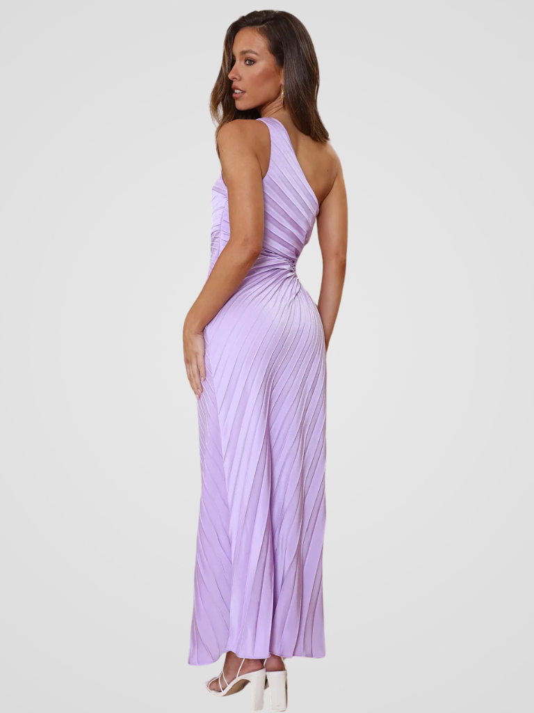 AURORA ONE SHOULDER PLISSEEKLEID