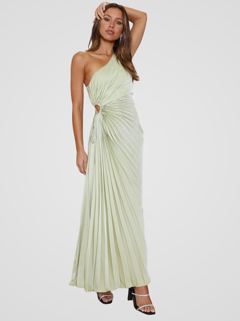 AURORA ONE SHOULDER PLISSEEKLEID