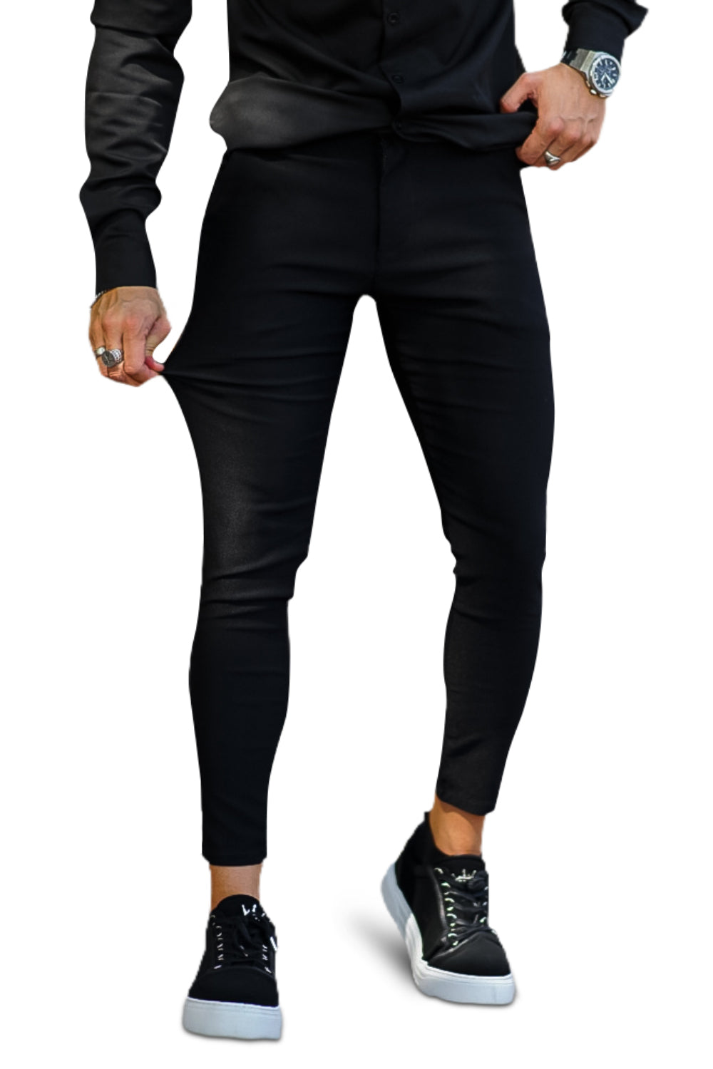 Schwarze Slim Fit Herren Stoffhose