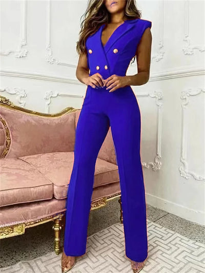Paula – Stylischer Jumpsuit mit V-Ausschnitt und Hahnentrittmuster