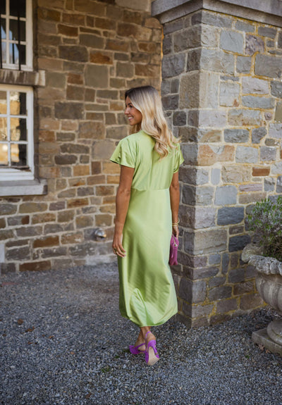 Eleonore™ | Das Satinkleid mit V-Ausschnitt