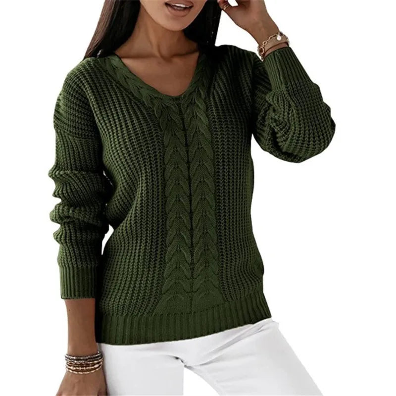V-Ausschnitt Strickpullover