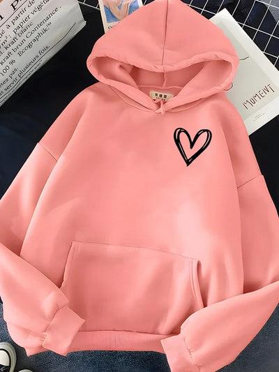 Cristina® | Übergroßer Kapuzenpullover mit Herz-Print für Damen