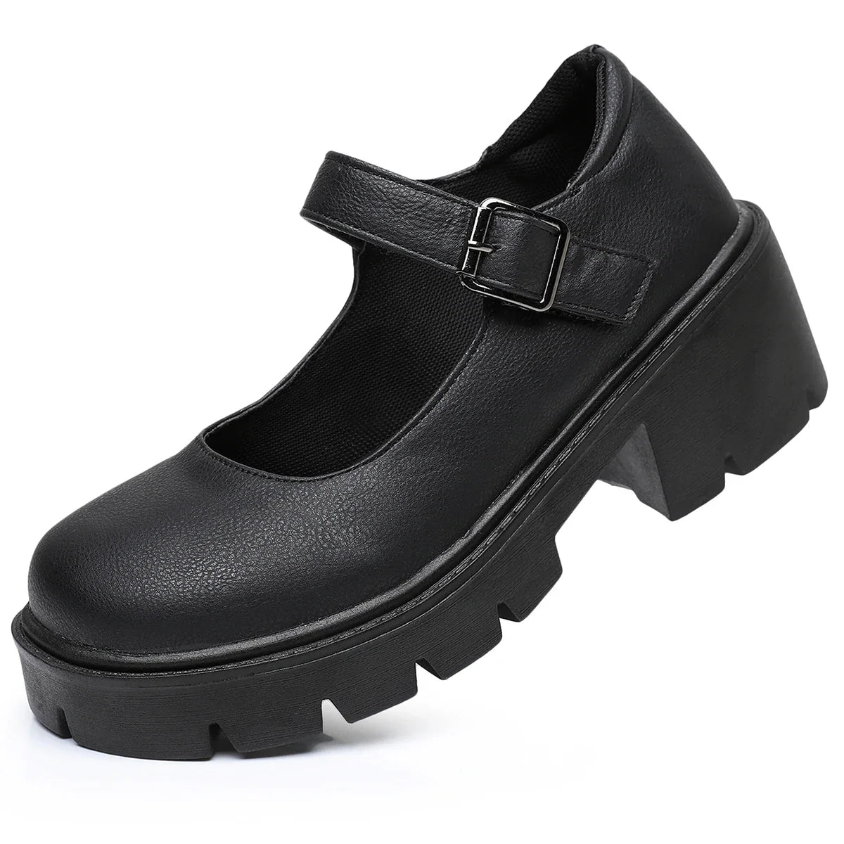 Schwarze Mary Jane Dirndl Schuhe für Damen | Plateau
