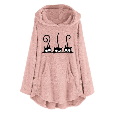 Debora® | Warmer und lässiger Kapuzenpullover mit Polar-Cat-Stickerei – ideal für Herbst/Winter