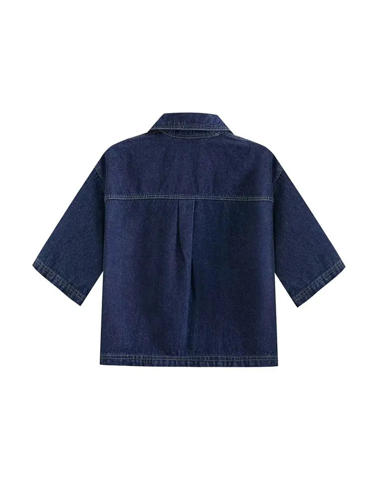 Damen-Denim-Set – Kurzarm-Jeansjacke & Asymmetrischer Minirock