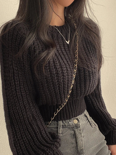 Gekürzter Strickpullover für Damen