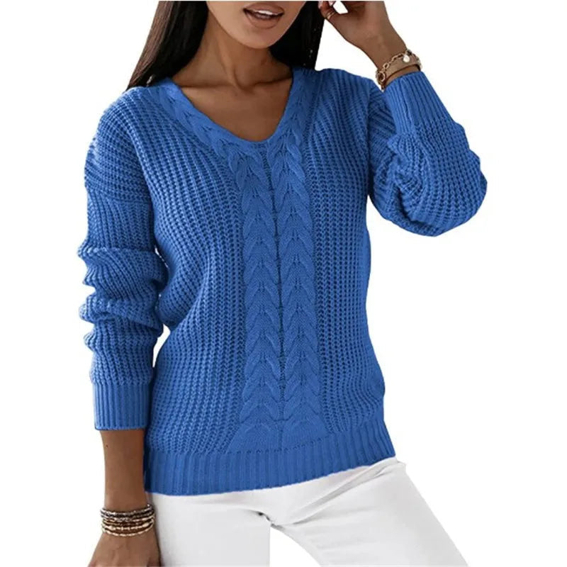 V-Ausschnitt Strickpullover