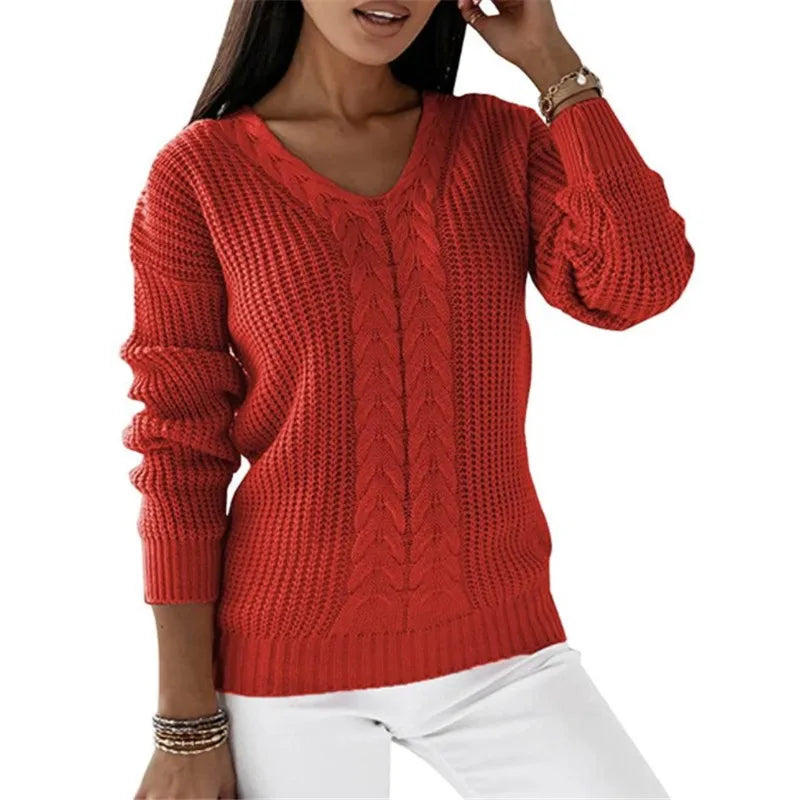 V-Ausschnitt Strickpullover