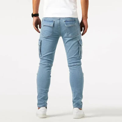Konisch zulaufende Cargo-Denim-Jeans