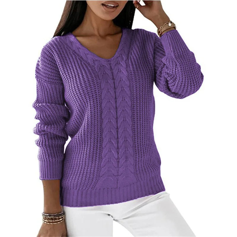 V-Ausschnitt Strickpullover