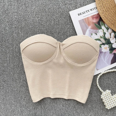 Bustier-Top mit Rippstruktur und geformten Cups für Damen