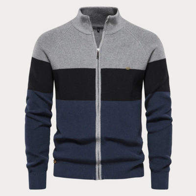 Herren Strickjacke in Patchwork-Farbe