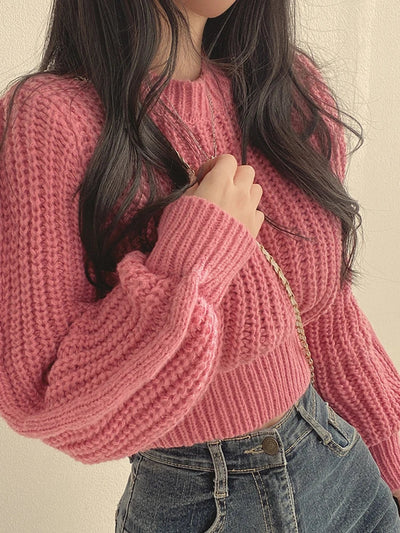 Gekürzter Strickpullover für Damen