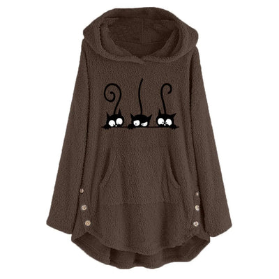 Debora® | Warmer und lässiger Kapuzenpullover mit Polar-Cat-Stickerei – ideal für Herbst/Winter