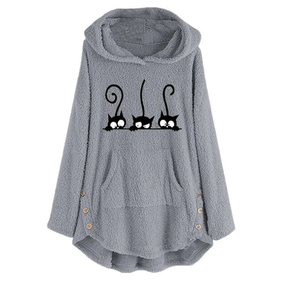 Debora® | Warmer und lässiger Kapuzenpullover mit Polar-Cat-Stickerei – ideal für Herbst/Winter
