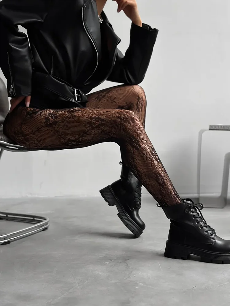 Damen Netzstrumpfhose | Blumenmuster