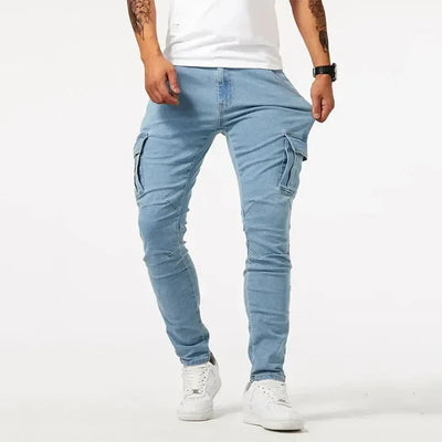 Konisch zulaufende Cargo-Denim-Jeans