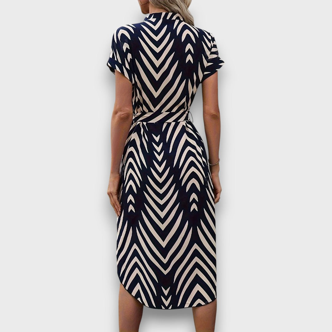 Delara – Gestreiftes Midikleid mit Taillenband