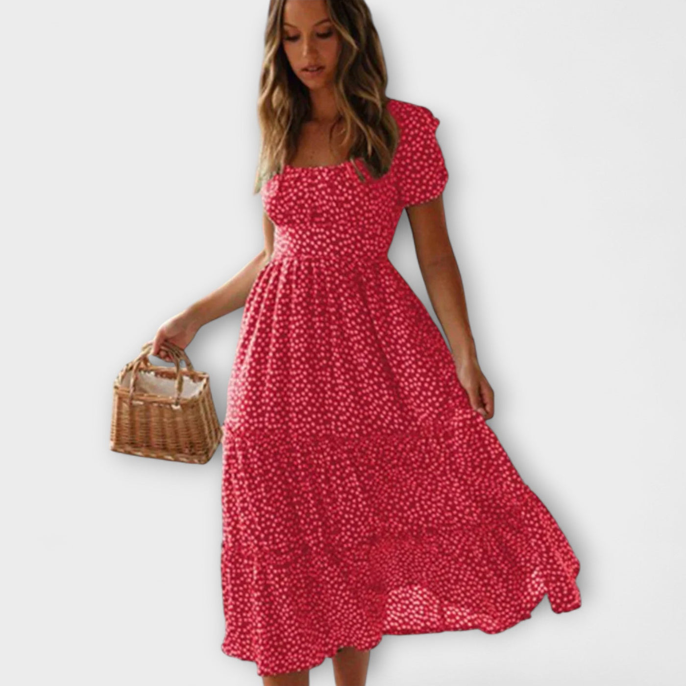 Retro Floral Puff Sleeve Maxi Dress