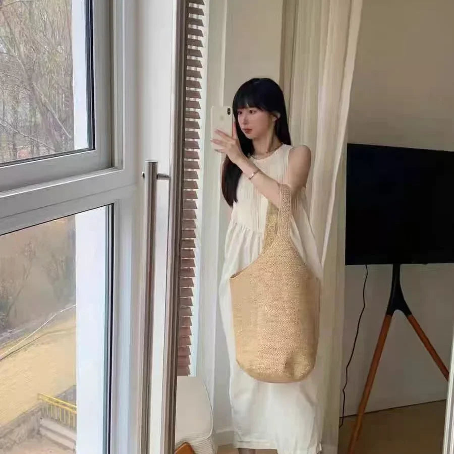 Boho Strohtasche Damen – Handgefertigte Strandtasche Sommer 2025 Shopper