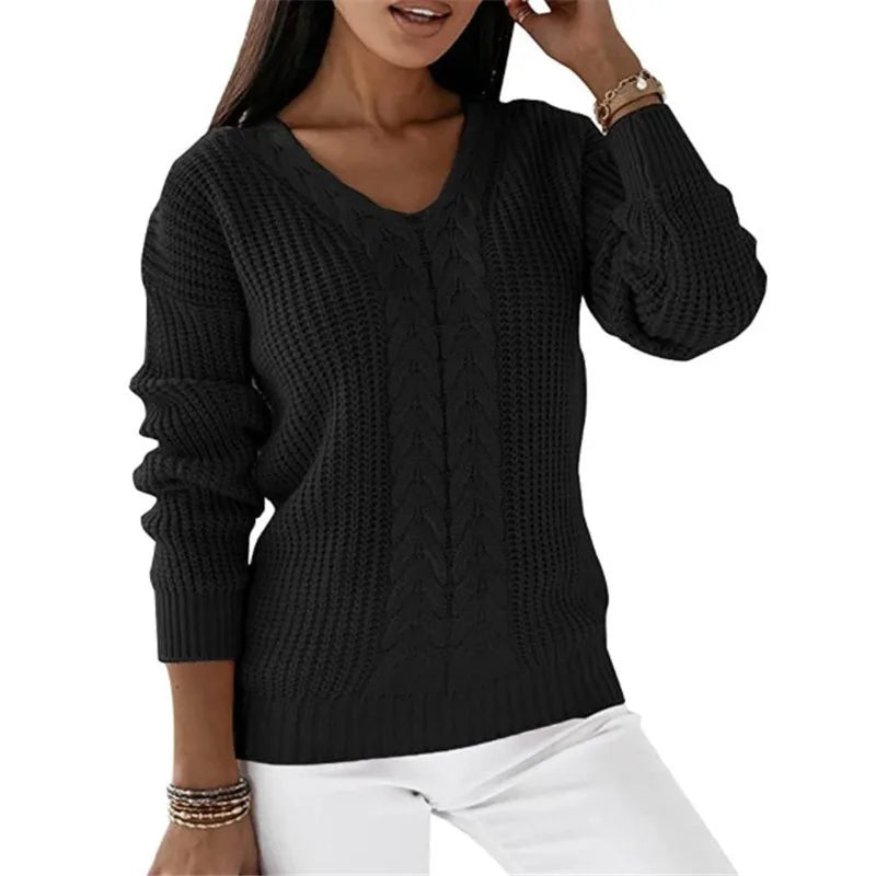 V-Ausschnitt Strickpullover