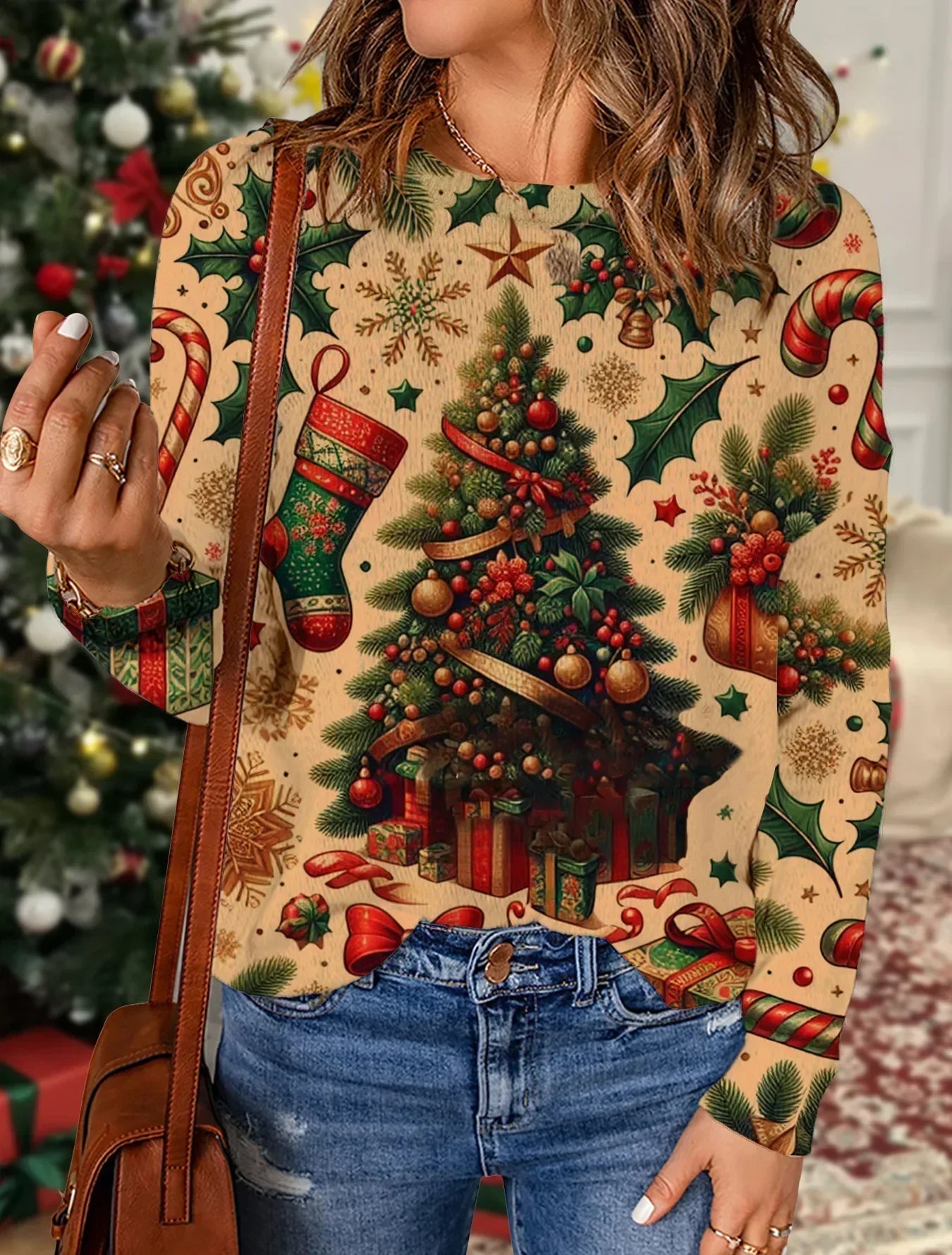 Doris® | Weihnachtspullover mit Rundhalsausschnitt