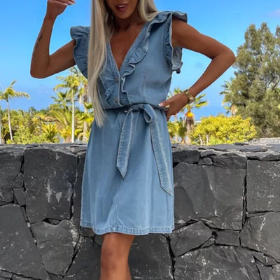 Ariadne™ - Einreihiges Büro-Denimkleid