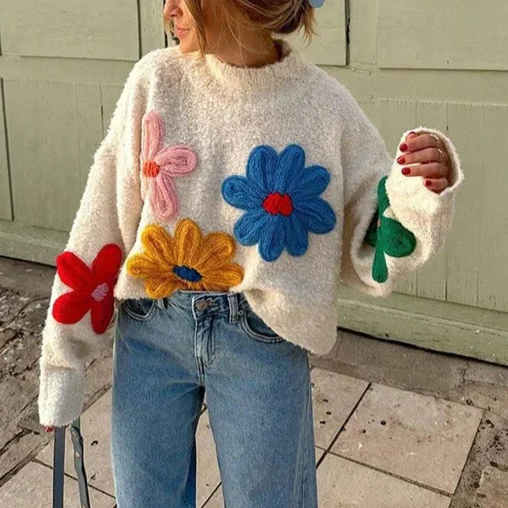 Mariana® | Sweatshirt mit dekorativen Blumen