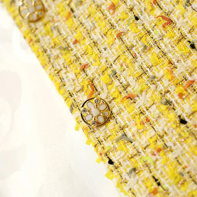 Amalia® | Luxuriöser gelber gewebter Tweed-Mantel