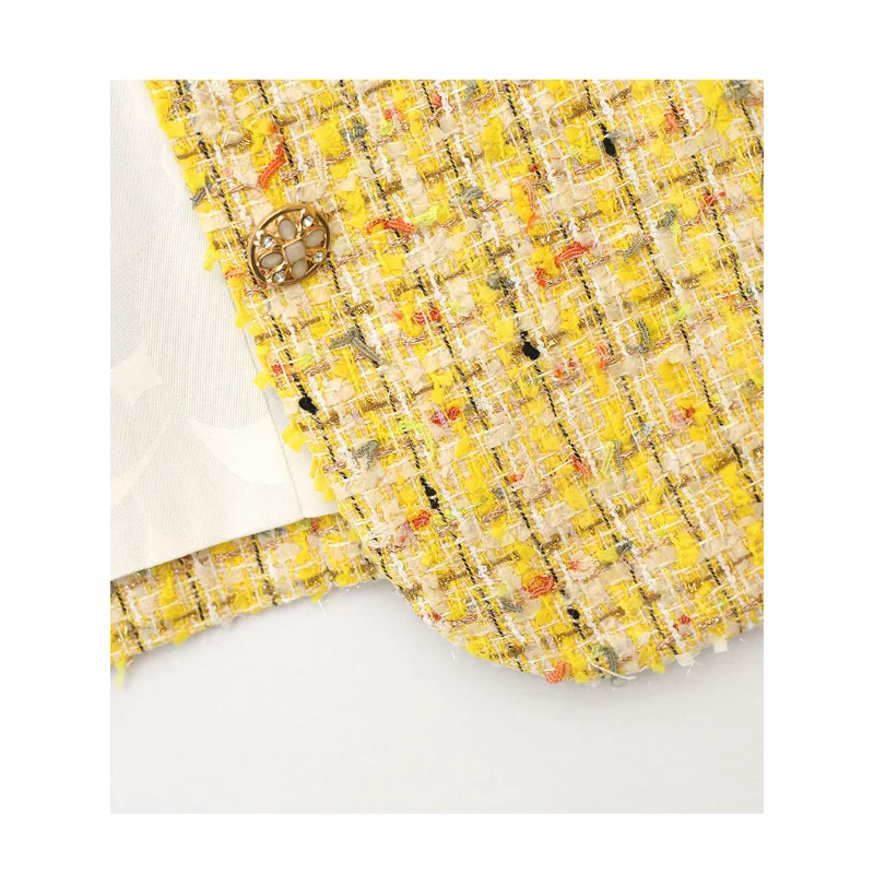 Amalia® | Luxuriöser gelber gewebter Tweed-Mantel