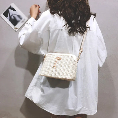 Boho Strohumhängetasche Damen – Handgefertigte Crossbody Tasche Sommer 2025