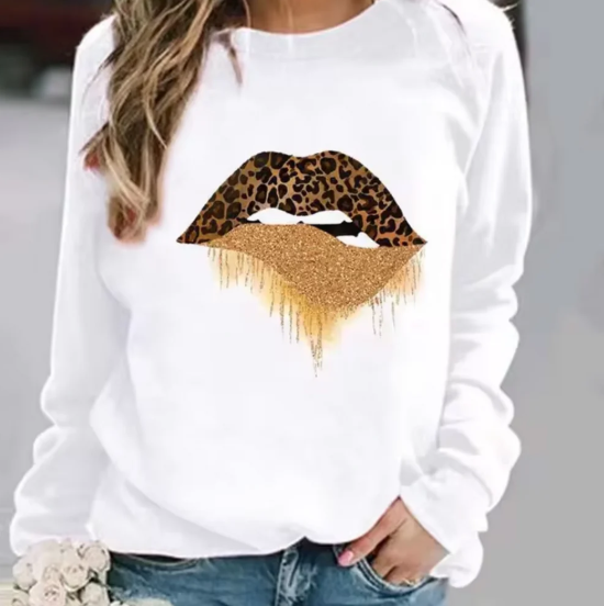 Halia – baumwollpullover mit lippendruck