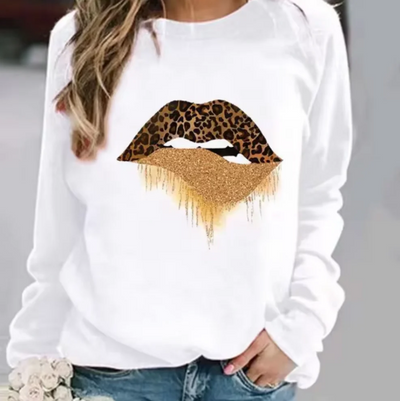 Halia – baumwollpullover mit lippendruck