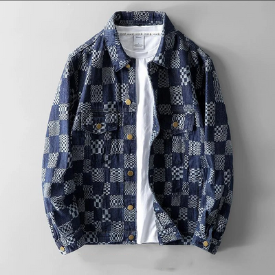 Modische karierte Jeansjacke für Herren