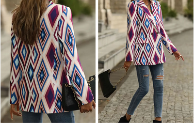 Teena-blazer mit geometrischem muster