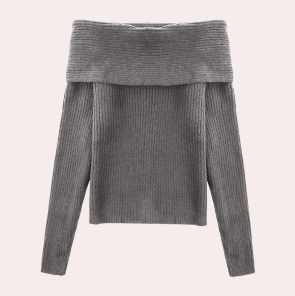 Leorina - stylischer off-shoulder-pullover für damen mit elegantem strickmuster