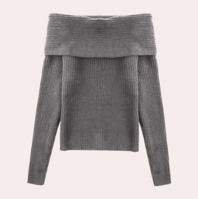 Leorina - stylischer off-shoulder-pullover für damen mit elegantem strickmuster