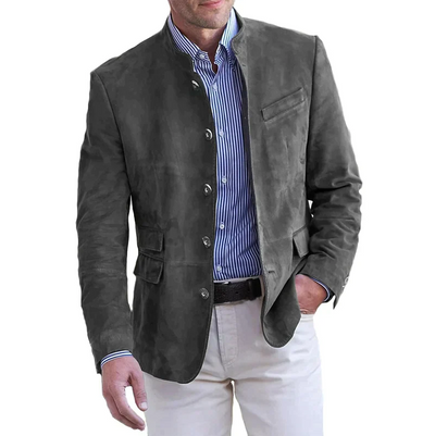 Roam - klassische lederjacke für herren mit knopfverschluss