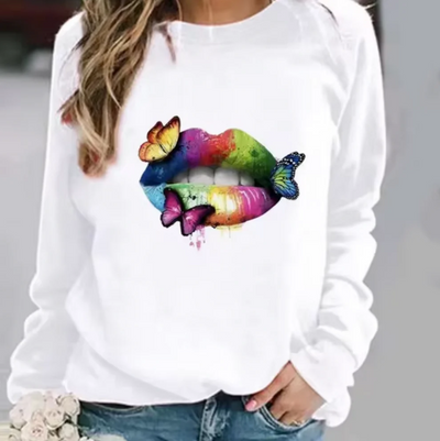 Halia – baumwollpullover mit lippendruck