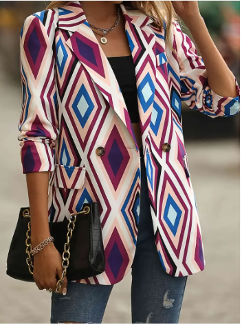 Teena-blazer mit geometrischem muster