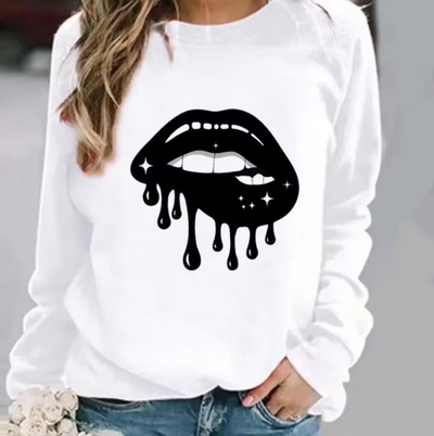 Halia – baumwollpullover mit lippendruck