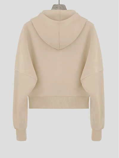 Scharlachroter, verkürzter kapuzenpullover aus baumwolle mit reißverschluss