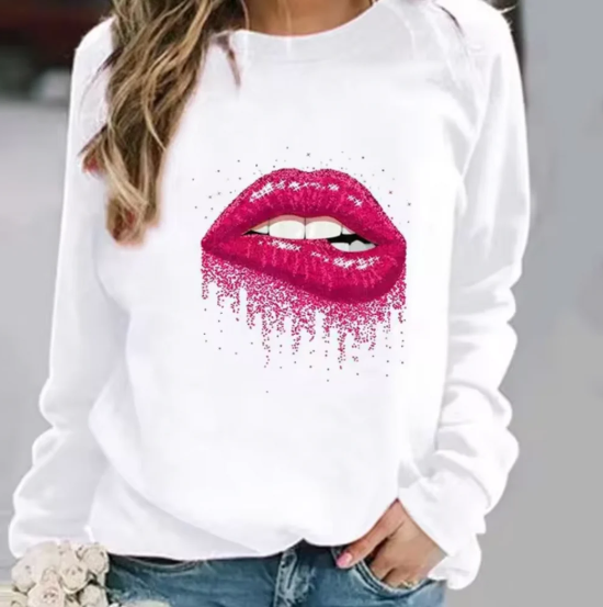 Halia – baumwollpullover mit lippendruck